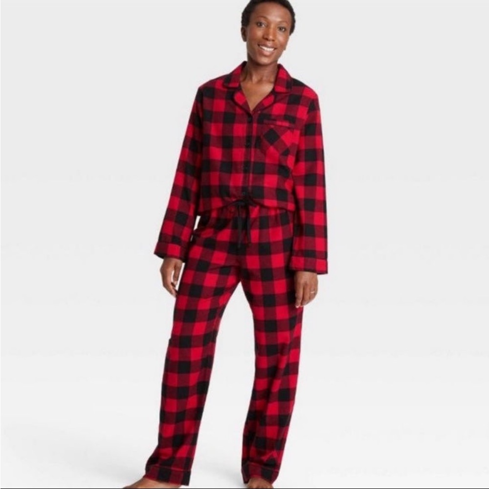 Wondershop Women's Holiday Buffalo Check Plaid Flannel Pajama Set, XL